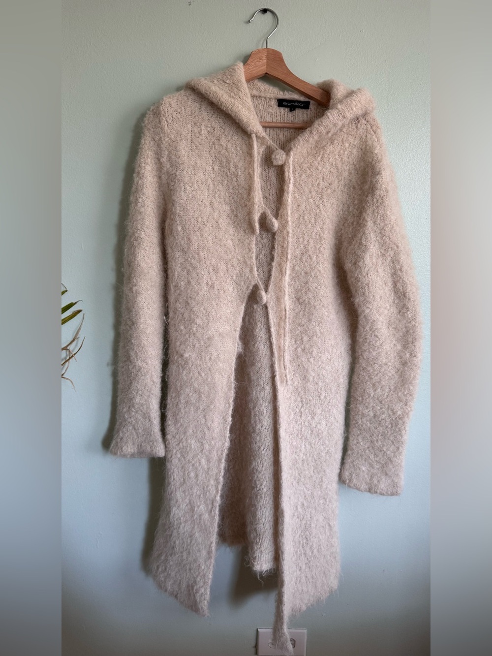 Beige Plush Hooded Coatigan